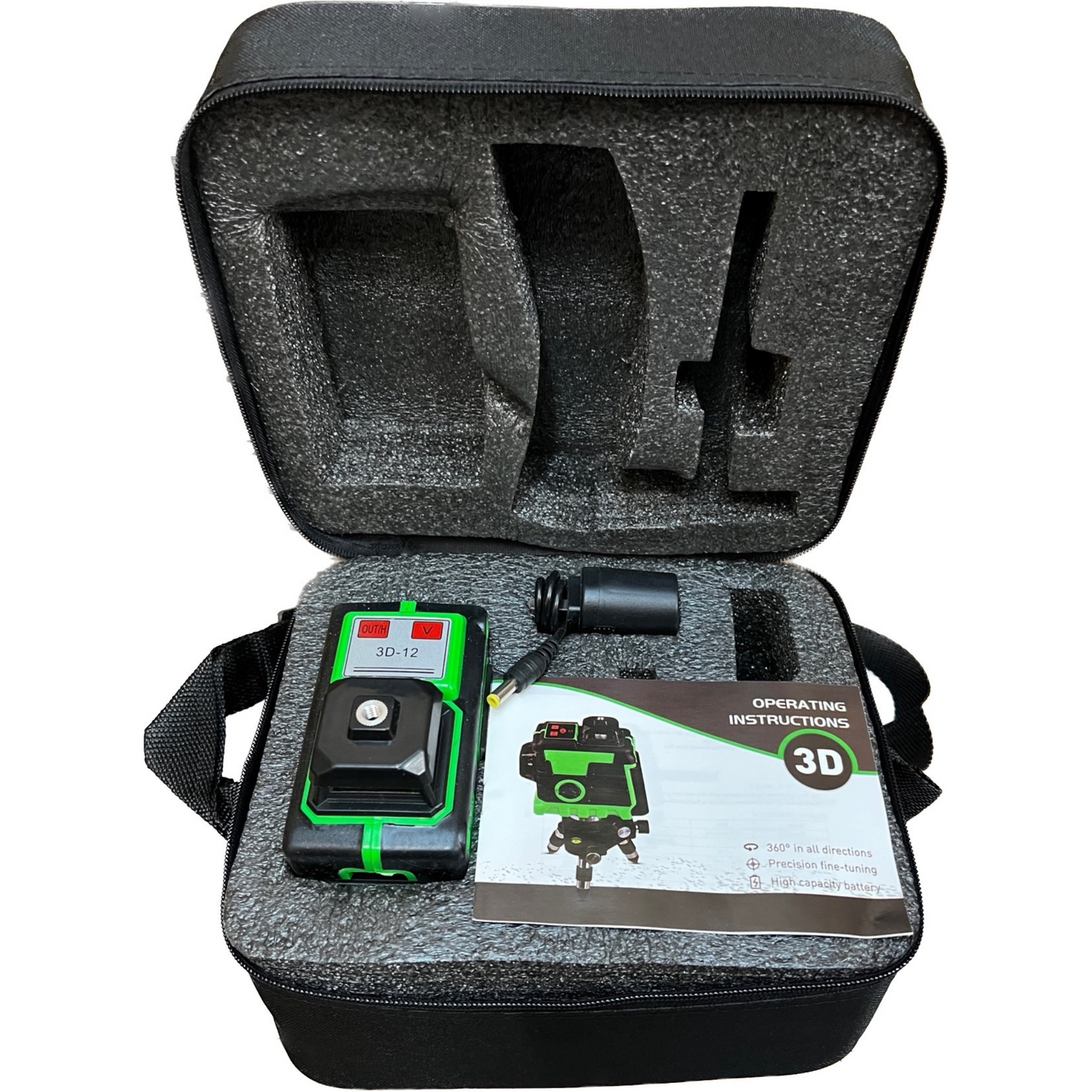 Full Set 360° 3D Laser Level 12 Green Line Self Leveling Cross Line