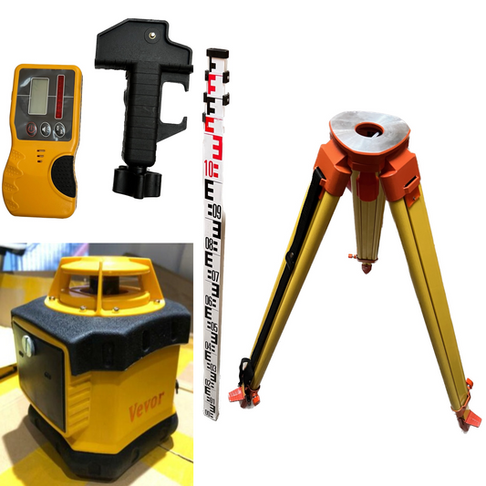 Rotating Laser Level with Staff and Tripod